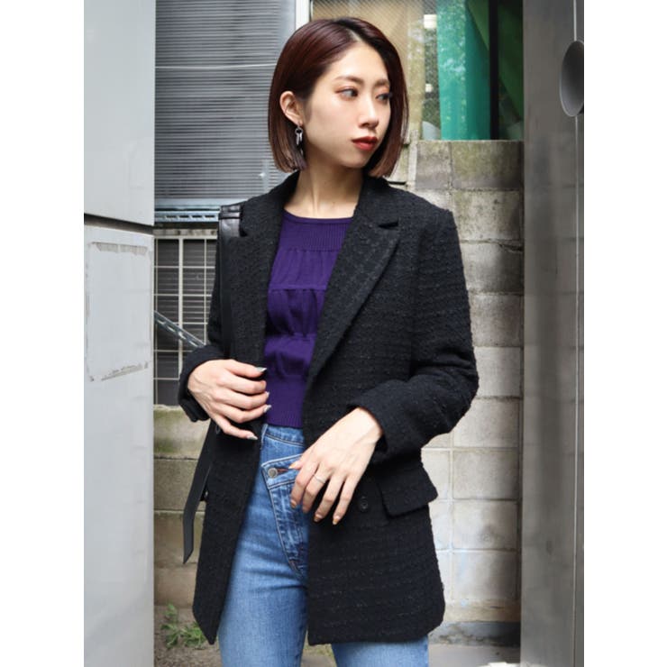 美品✨フレームワーク 定価3.8万 ツイードダブルジャケット イタリア生地 36 LEON別注/セットアップ対応】ダブルフェイス リバー ジャケット