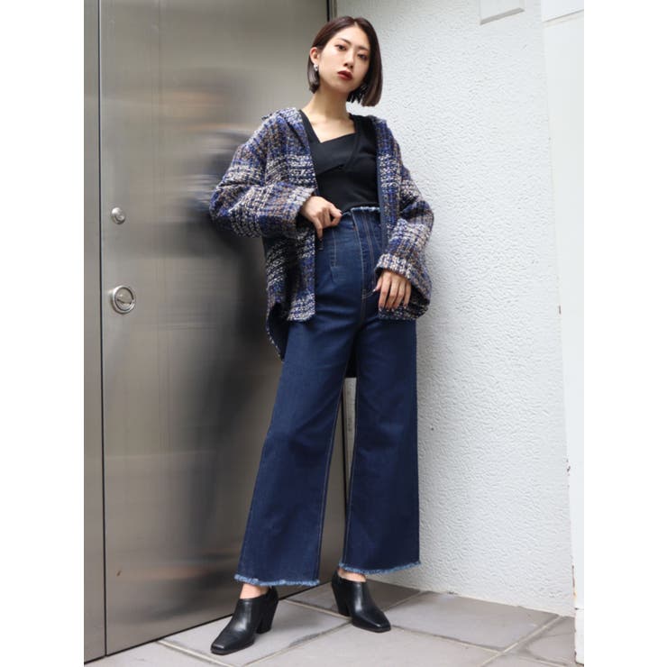 【限定製作】 カットワイドハイウエストジーンズ[品番：MKSW0033382]｜EMODA パンツ
