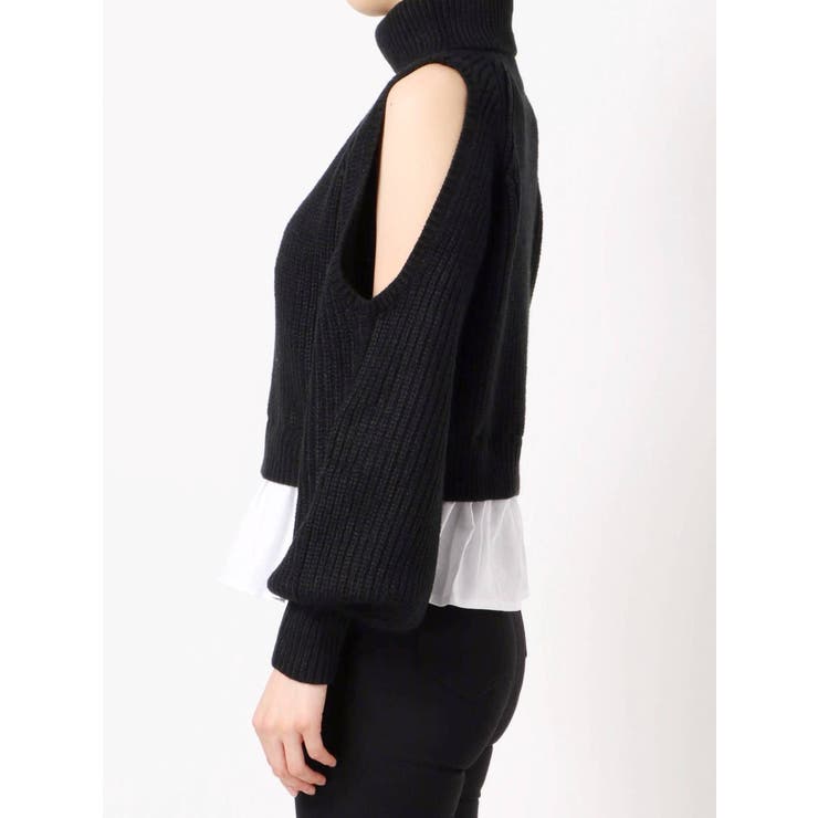 オープンショルダードッキングショートニット[品番：MKSW0033838