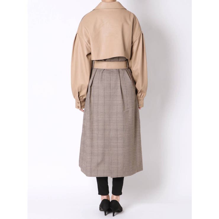 フェイクレザードッキングトレンチコート[品番：MKSW0036272