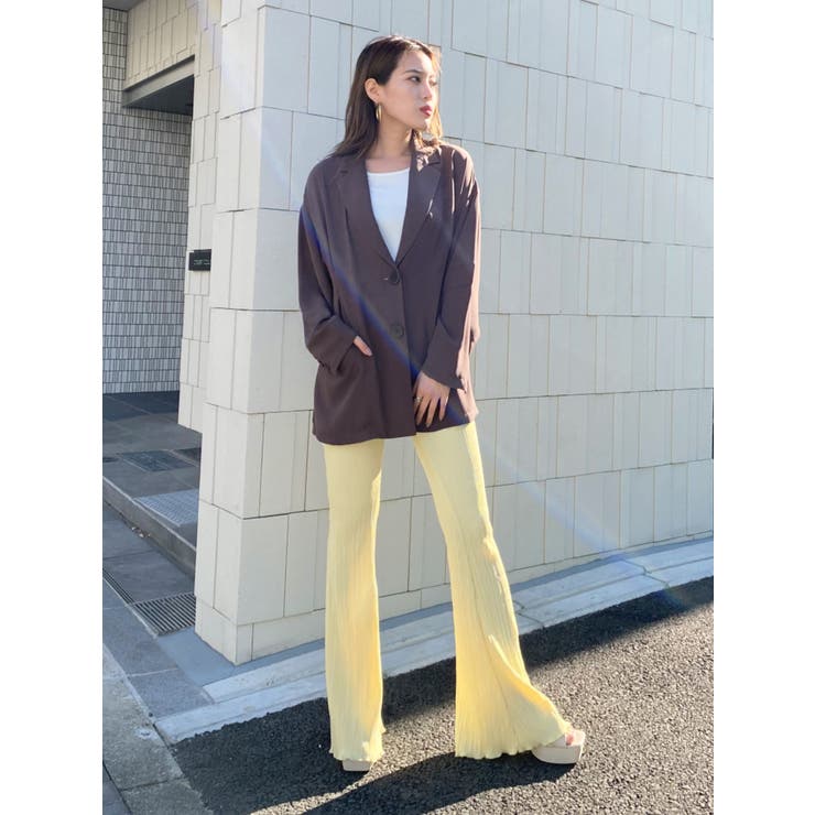 楽天市場】ワイドパンツ プリーツ マスタードの通販