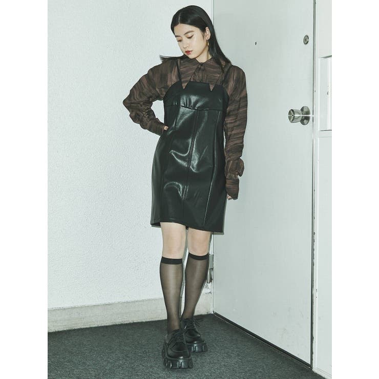 ヴィーガンレザーキャミソールワンピース 品番 Mksw Emoda エモダ のレディースファッション通販 Shoplist ショップリスト