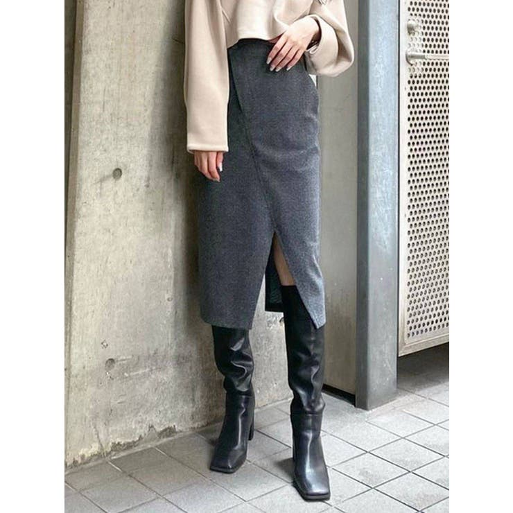 アシンメトリーカットミディスカート[品番：MKSW0041354]｜EMODA