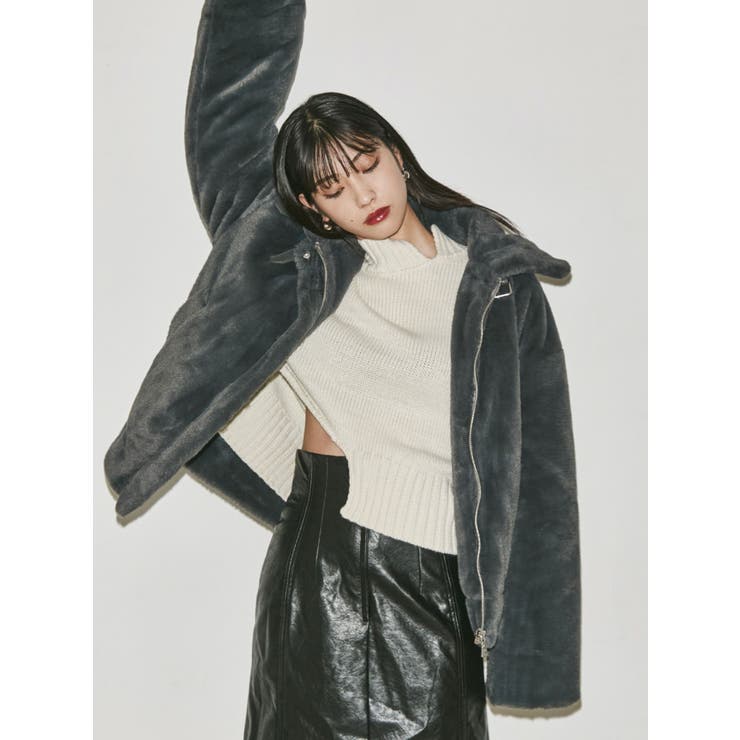 EMODA ファー アウター グレー エモダ EMODA EMODA ミディーフェイクファーコート（グレー） （グレー