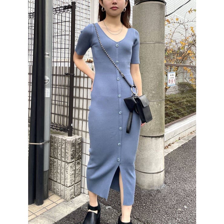 フロントボタンニットワンピース[品番：MKSW0043998]｜EMODA