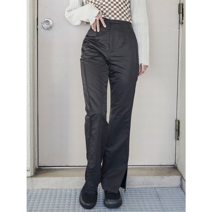 ブラック | スイッチングラインフレアパンツ | EMODA