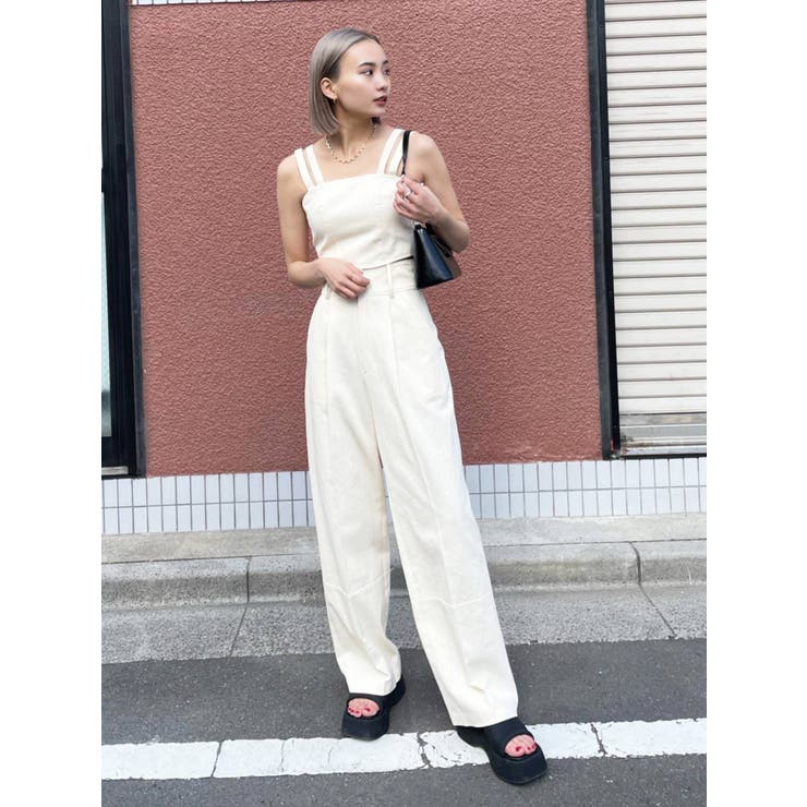 セットアップ着用可】ハイウエストセミワイドパンツ[品番