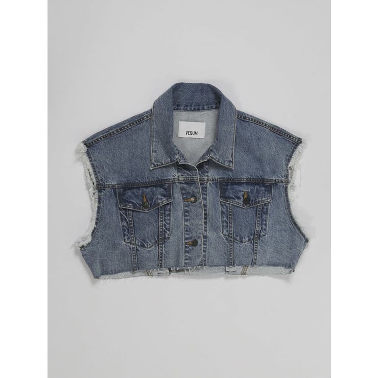 【VEQUM】CUT OFF DENIM VEST