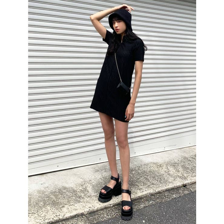 ジッパーシャツワンピース[品番：MKSW0045428]｜EMODA（エモダ 