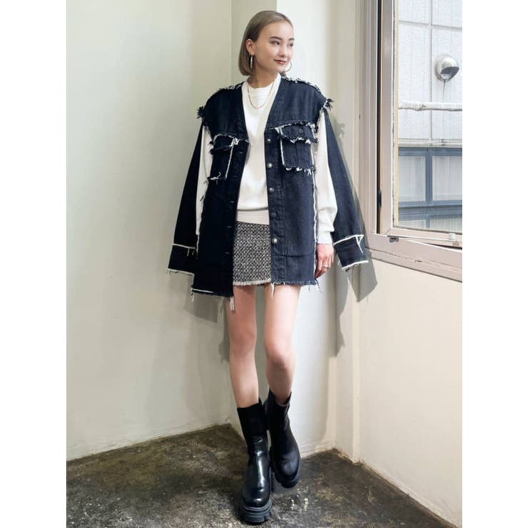 フリンジヘムツイードスカート[品番：MKSW0046619]｜EMODA（エモダ）の  