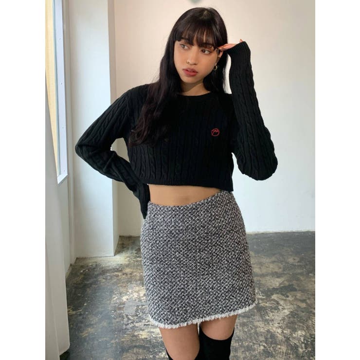 フリンジヘムツイードスカート[品番：MKSW0046619]｜EMODA（エモダ）の  