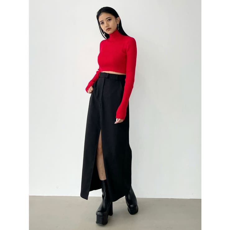EMODA クロップドファーコート タートルネック EMODA ニット セーター ハイネッククロップロゴニット