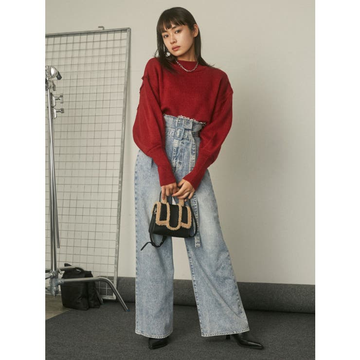 アップネックボリュームスリーブニット[品番:MKSW0047355 アップネックボリュームスリーブニット[品番:MKSW0047355