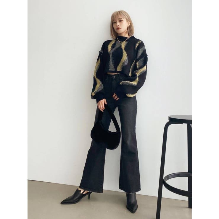 アップネックボリュームスリーブニット[品番:MKSW0047355 アップネックボリュームスリーブニット[品番:MKSW0047355