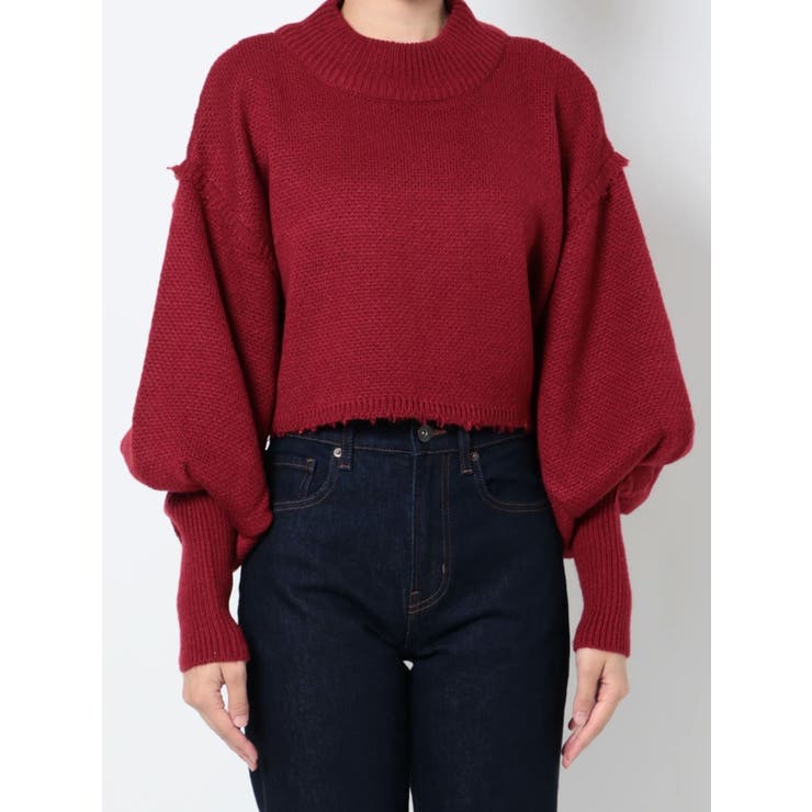 EMODA 3点セット　ジーンズM ニット　カットソー　エモダ EMODA ニット セーター Vネックフリルショートニット レディース