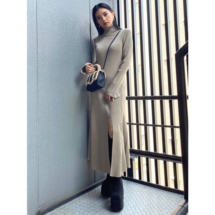 ロベルトコリーナ ニット ロングワンピース ハイネック スリット カシミヤ混 S imgrc0161723005.jpg