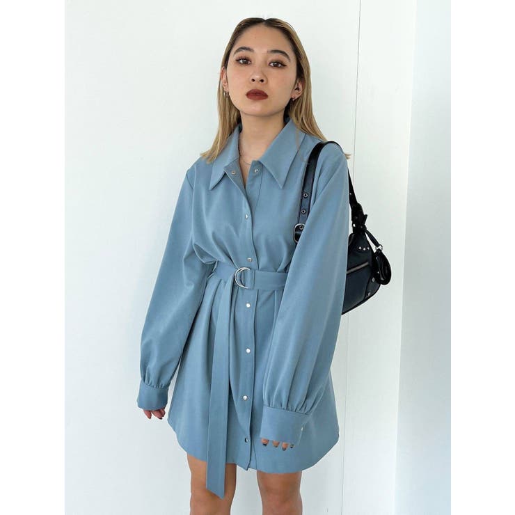 シャツワンピース グレー系 半袖 ベルト付き Amazon.co.jp: [BLZXIAN