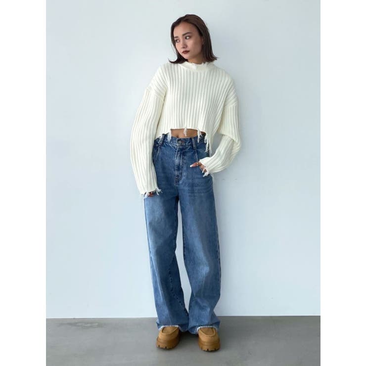 CURVE SLEEVE CRASH KNIT[品番：MKSW0050606]｜EMODA（エモダ