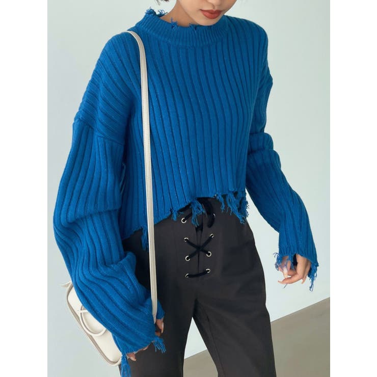 CURVE SLEEVE CRASH KNIT[品番：MKSW0050606]｜EMODA（エモダ