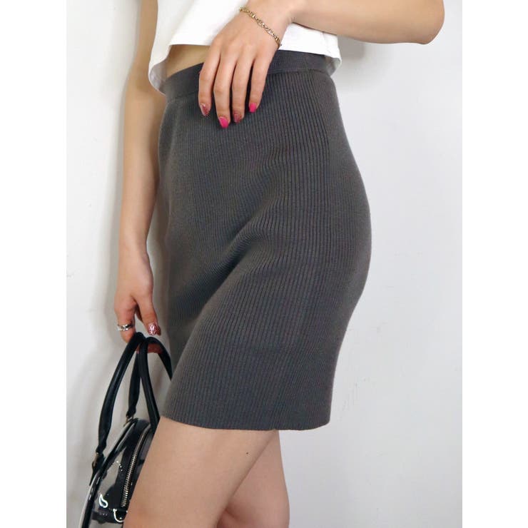 グレー | ミニマルリブスカート | EMODA