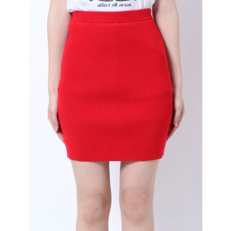 レッド | ミニマルリブスカート | EMODA