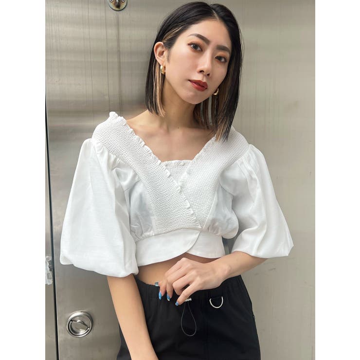 ホワイト | シャーリングタイトップ | EMODA