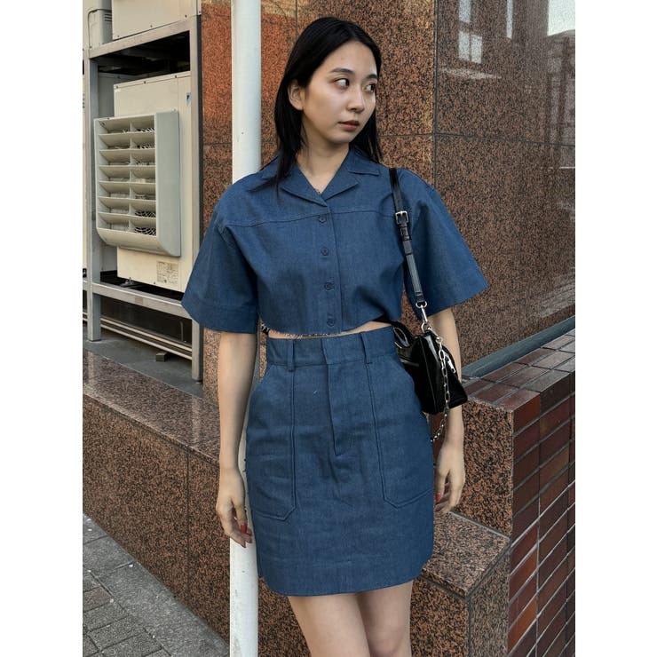 ヘムカットオフクロップドシャツ[品番：MKSW0052138]｜EMODA