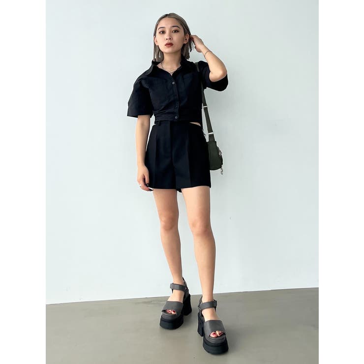 aenrmous AENRMOUS ブラック Benedetta ショートパンツ aenrmous AENRMOUS ブラック Benedetta ショートパンツ
