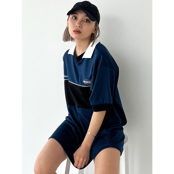 ☆MARK & LONA☆ クラシカルキルトスタイルジャージ ブルー M 美品 ジャージオーバーボックストップ[品番：MKSW0051518]｜EMODA