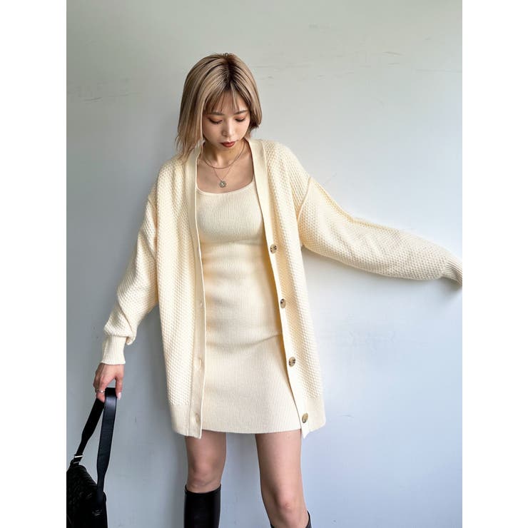 WEB限定】オーバーカーデツインニットワンピース[品番：MKSW0053118  