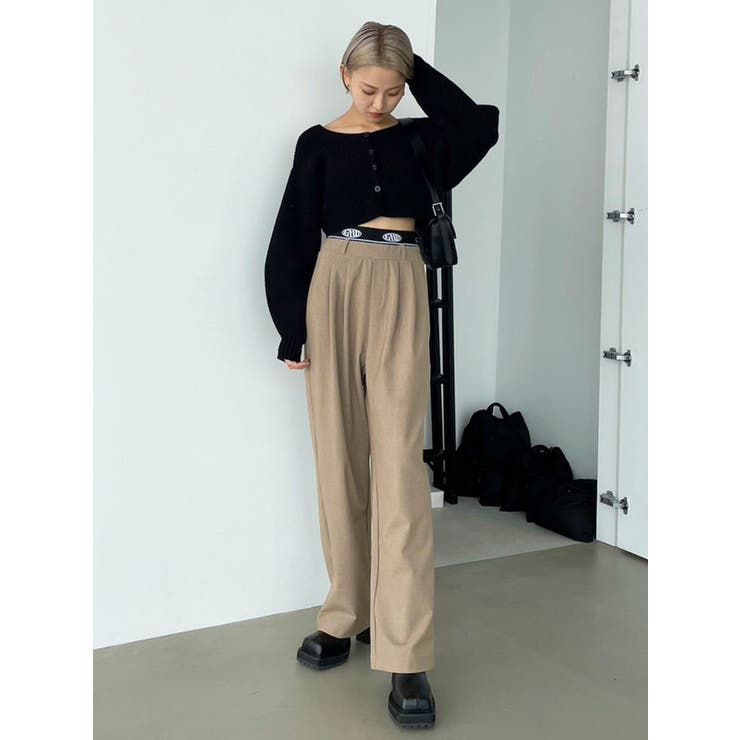 OMMO レイヤードニットパンツ　　ブラック38 レイヤードパンツ パンツ レディース ボトムス ロング 送料無料