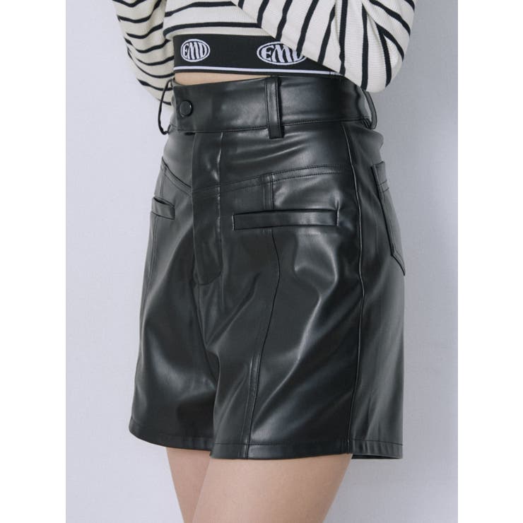 フェイクレザーハイウエストショートパンツ[品番：MKSW0054977]｜EMODA