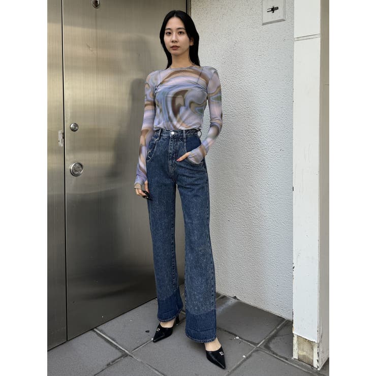 2トーンルーズハイウエストジーンズ[品番：MKSW0053864]｜EMODA