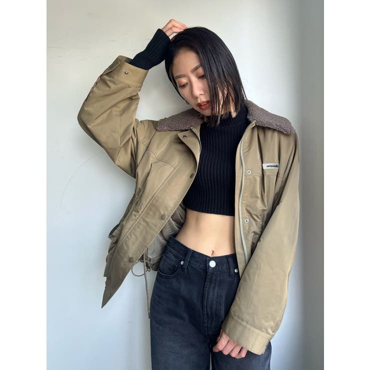 【美品】UNTITLED ニット切替　ラムレザージャケット　ハイネック　黒　M 美品】UNTITLED ニット切替 ラムレザージャケット ハイネック 黒