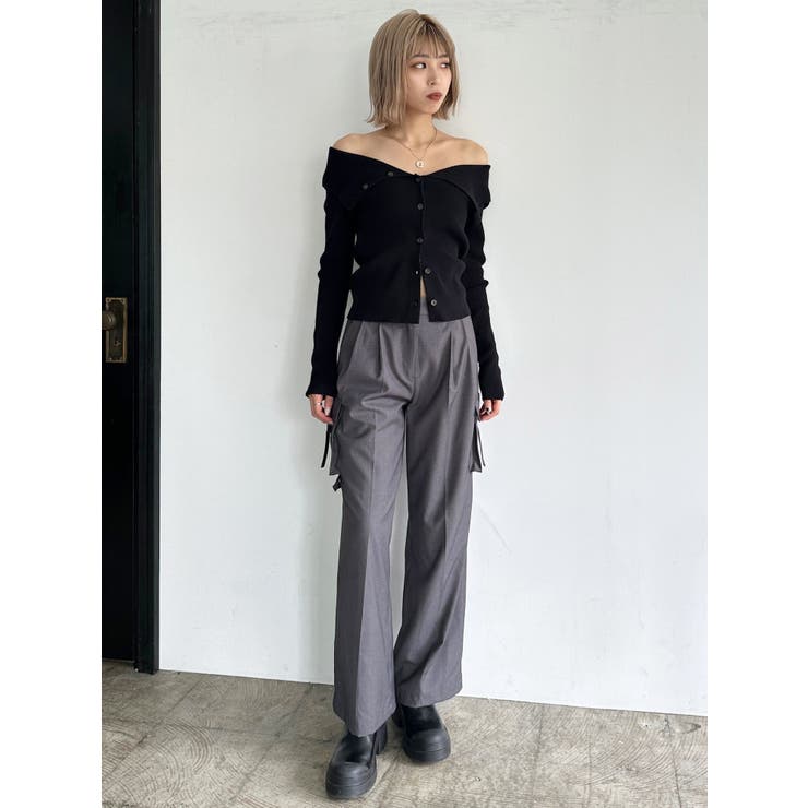 オープンネックフィットラインニット[品番：MKSW0053553]｜EMODA