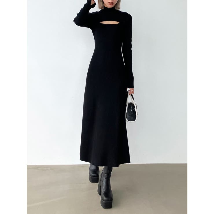 カットアウトマキシニットワンピース[品番：MKSW0055489]｜EMODA