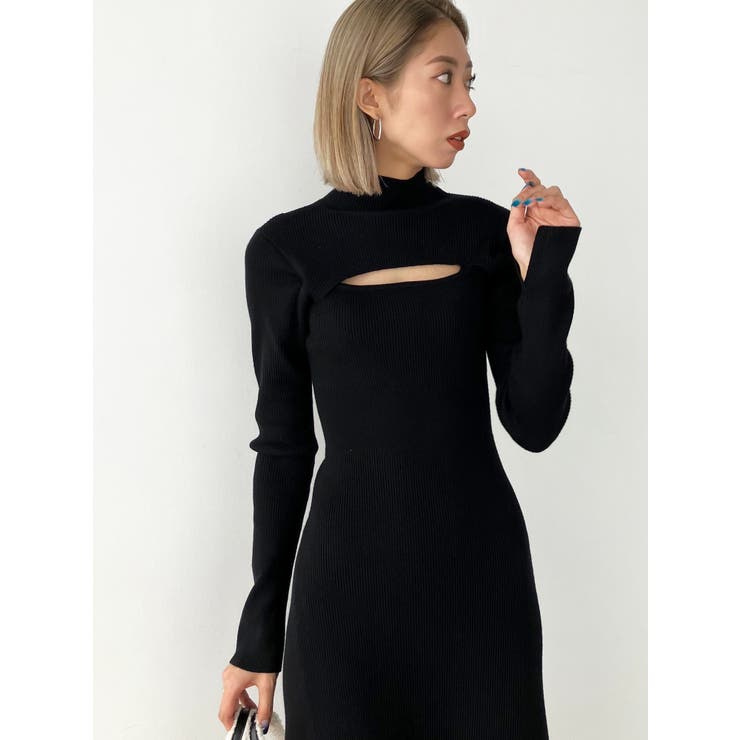 [EMODA]カットアウトマキシニットワンピース EMODA（エモダ）の「カットアウトマキシニットワンピース