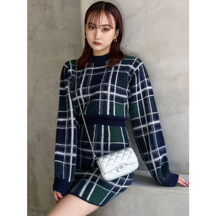 【値下げ】EMODA チェック柄コート 未使用 antiqua コート アウター チェック柄ボアジャケット レディース