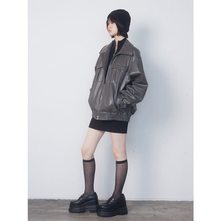 フェイクレザーオーバーブルゾン[品番：MKSW0054675]｜EMODA（エモダ