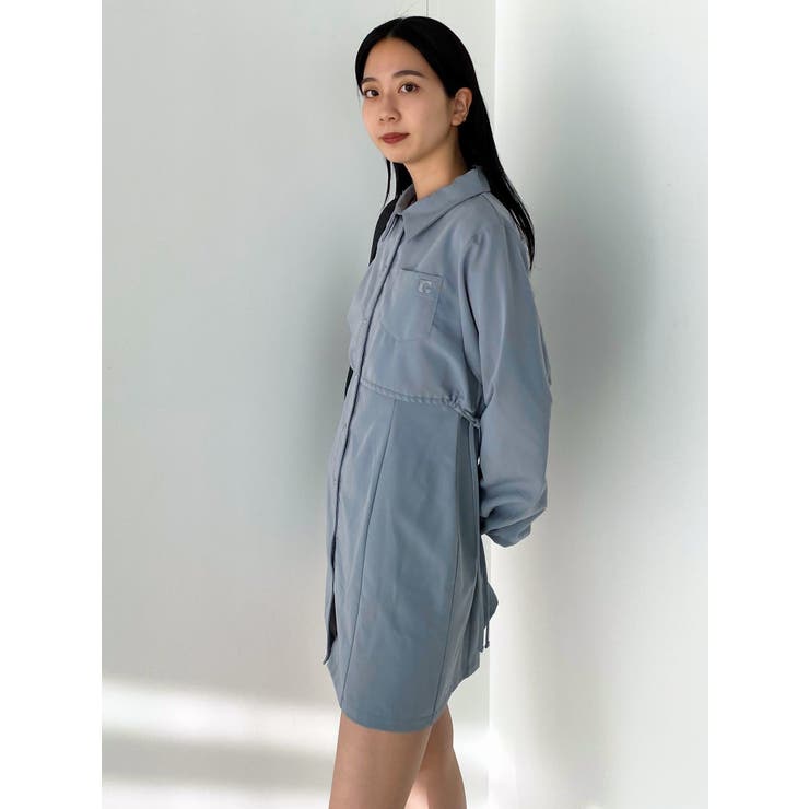 ブルー | レイヤーポケットシャツワンピース | EMODA