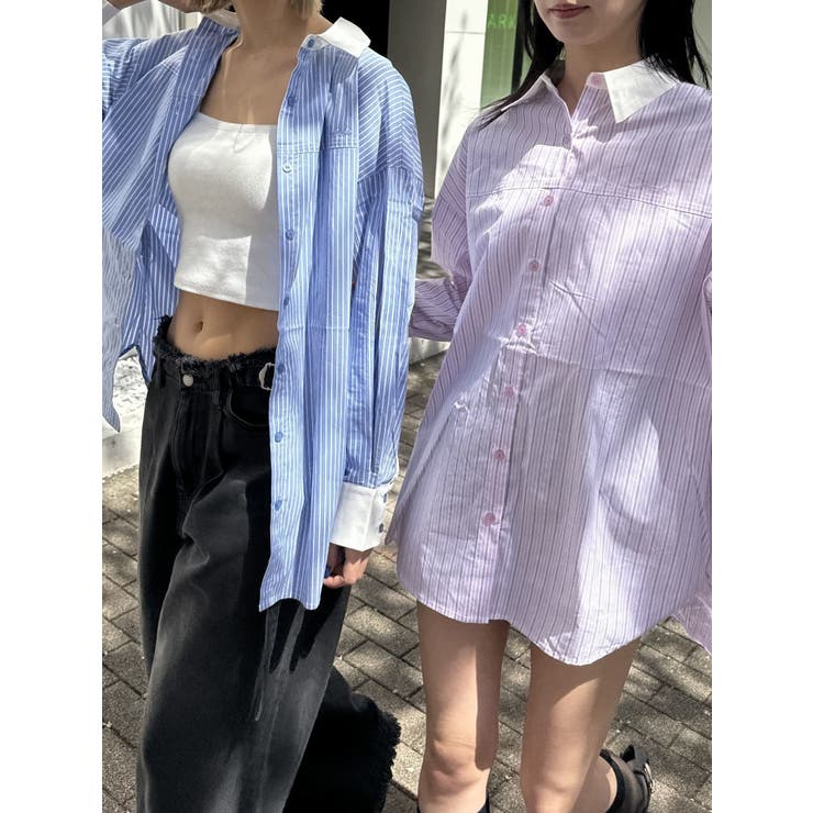 バックルベルト2トーンシャツ[品番：MKSW0055353]｜EMODA