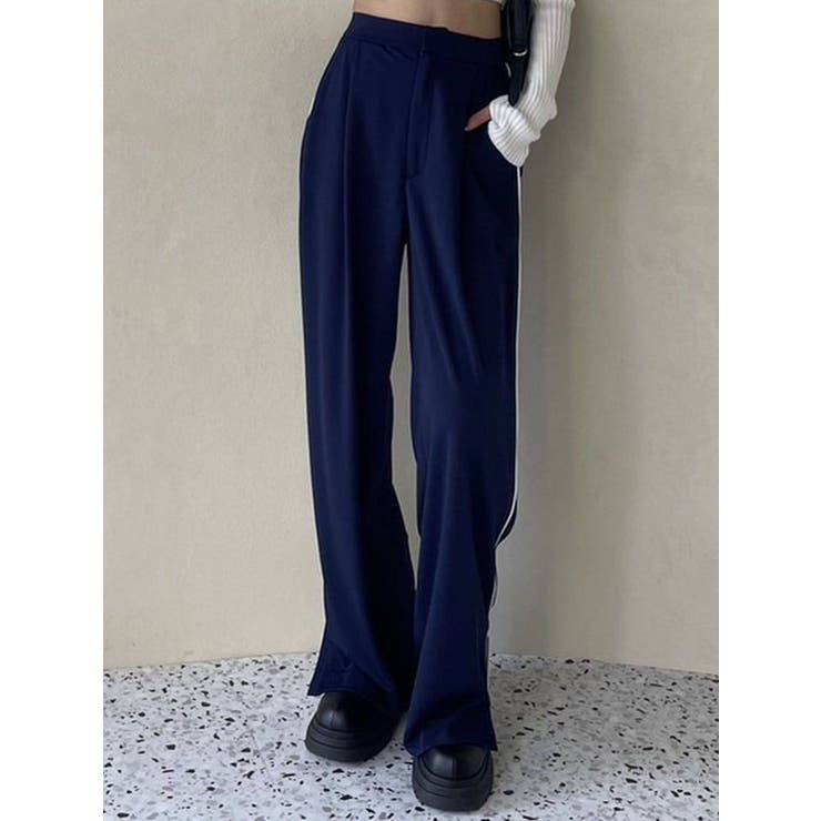 エモダ EMODA EMODA サイドラインスラックスパンツ（ネイビー） （ネイビー） -ファッション通販 FASHION WALKER