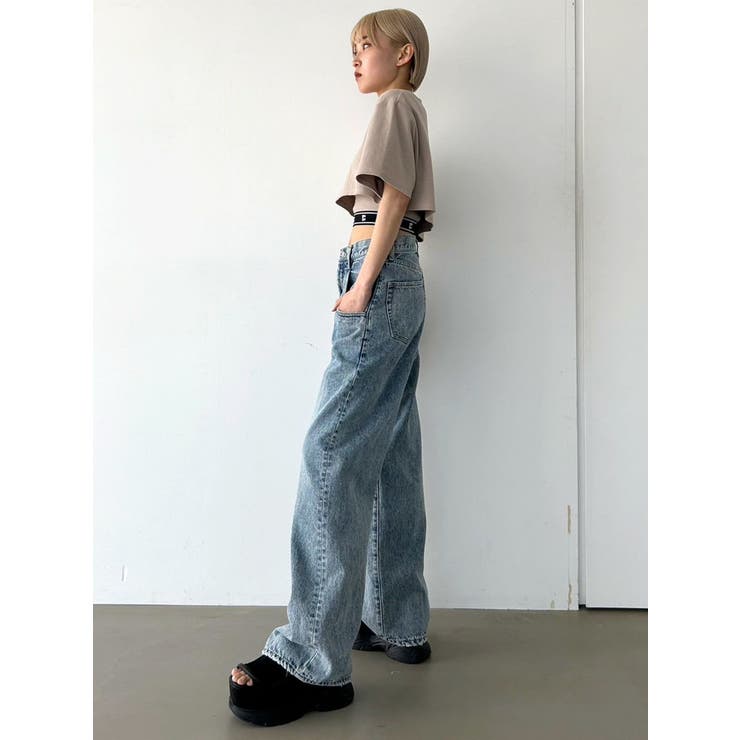 EMODA ブラック ルーズワイドハイウエストジーンズ エモダ EMODA ルーズワイドハイウエストジーンズ （ブラック