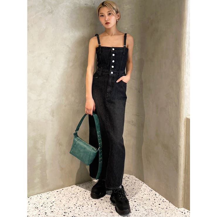 ワンショルデニムワンピース ベルシー Belle Cie キャミワンピース デニム サロペット A