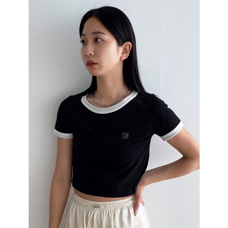 【23AW NEW】MSGM_woman / ストレッチ カットアウト Tシャツ /黒 OEAK Womens T-Shirts Short Sleeve Shirts Crew Neck Basic