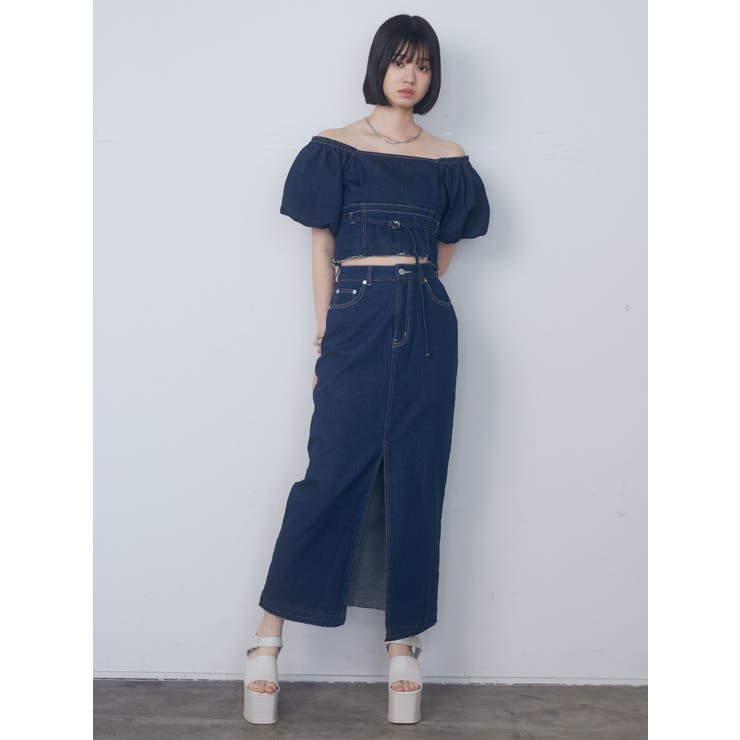 eimy / Flower motif オフショルダートップス、パンツ（黒） Flower motif オフショルダートップス(S IVORY): LIFESTYLE
