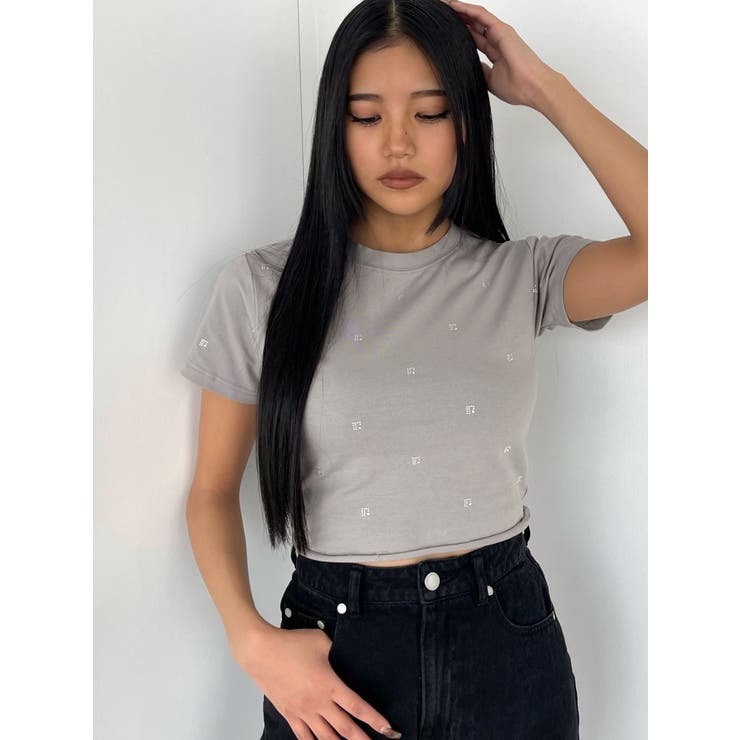 ドットストーンコンパクトTシャツ[品番：MKSW0056578]｜EMODA