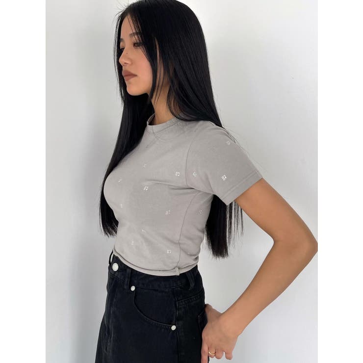 ドットストーンコンパクトTシャツ[品番：MKSW0056578]｜EMODA
