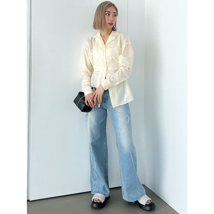 サイドオープンシェイプシャツ | EMODA | 詳細画像4 