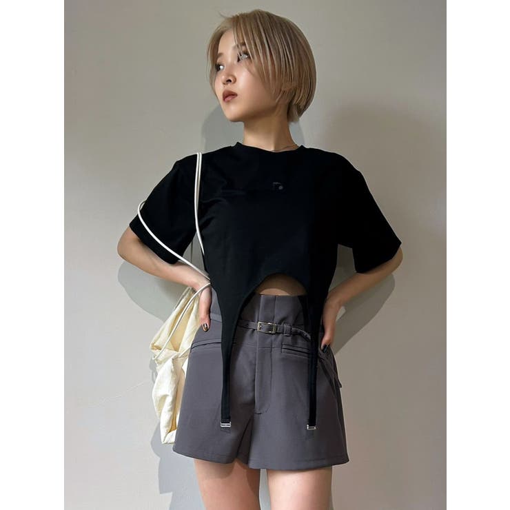 ハイウエストベルトショートパンツ[品番：MKSW0058437]｜EMODA